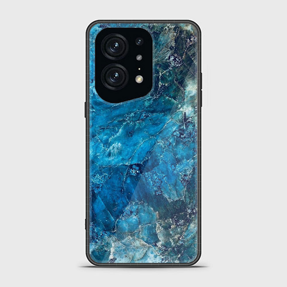 Oppo Find X5 Blue Marble Series Premium Printed Glass soft Bumper shock Proof Case