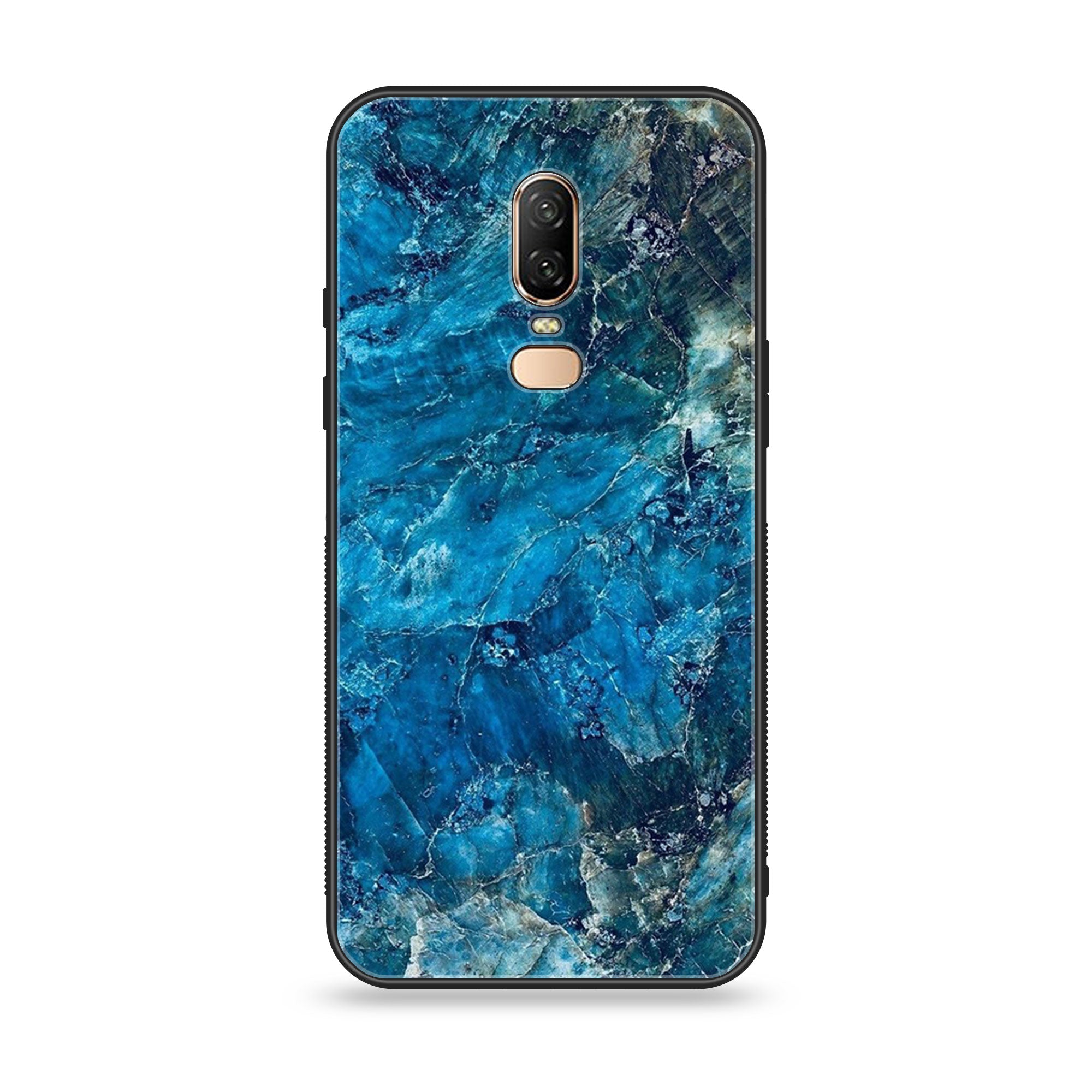 OnePlus 6 - Blue Marble Series - Premium Printed Glass soft Bumper shock Proof Case