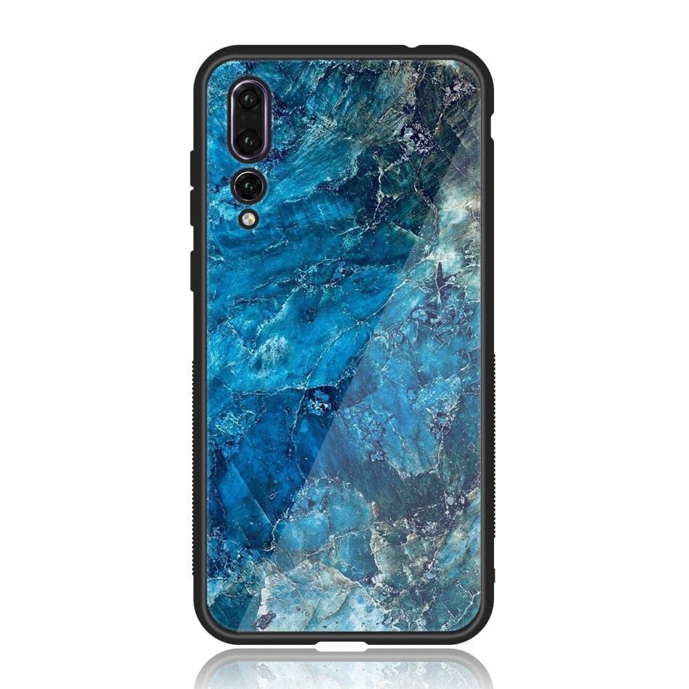 Huawei P20 Pro - Blue Marble Series - Premium Printed Glass soft Bumper shock Proof Case