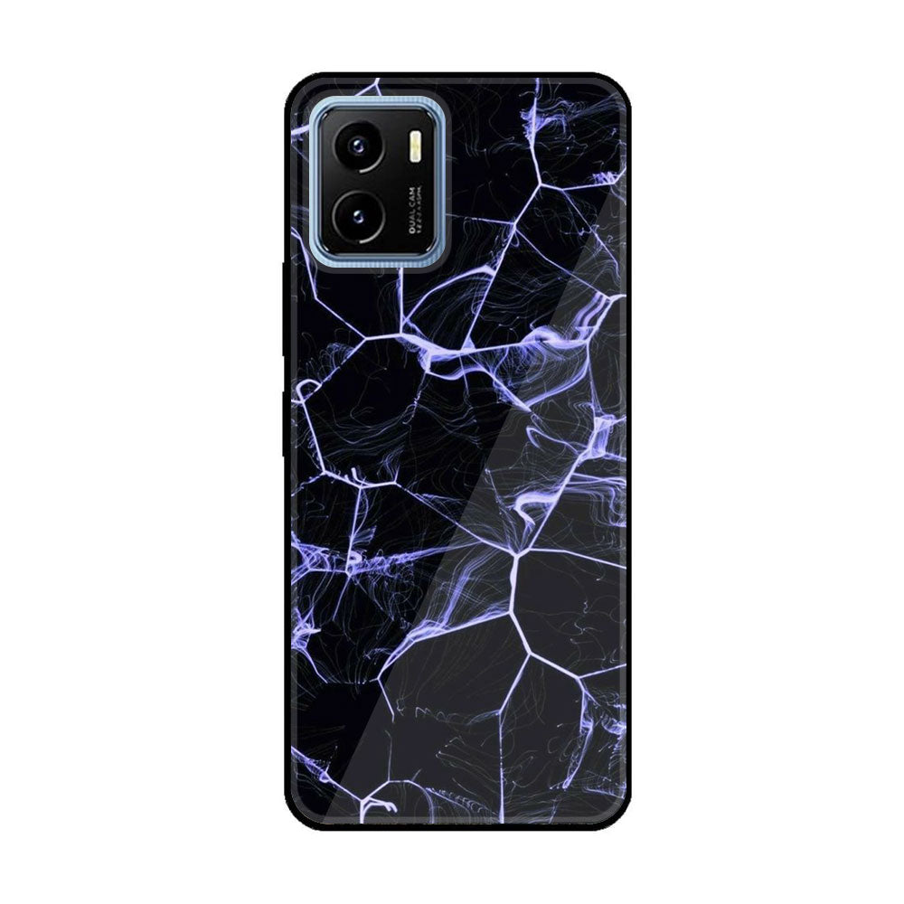 Vivo Y15a Black Marble Series Premium Printed Glass soft Bumper shock Proof Case