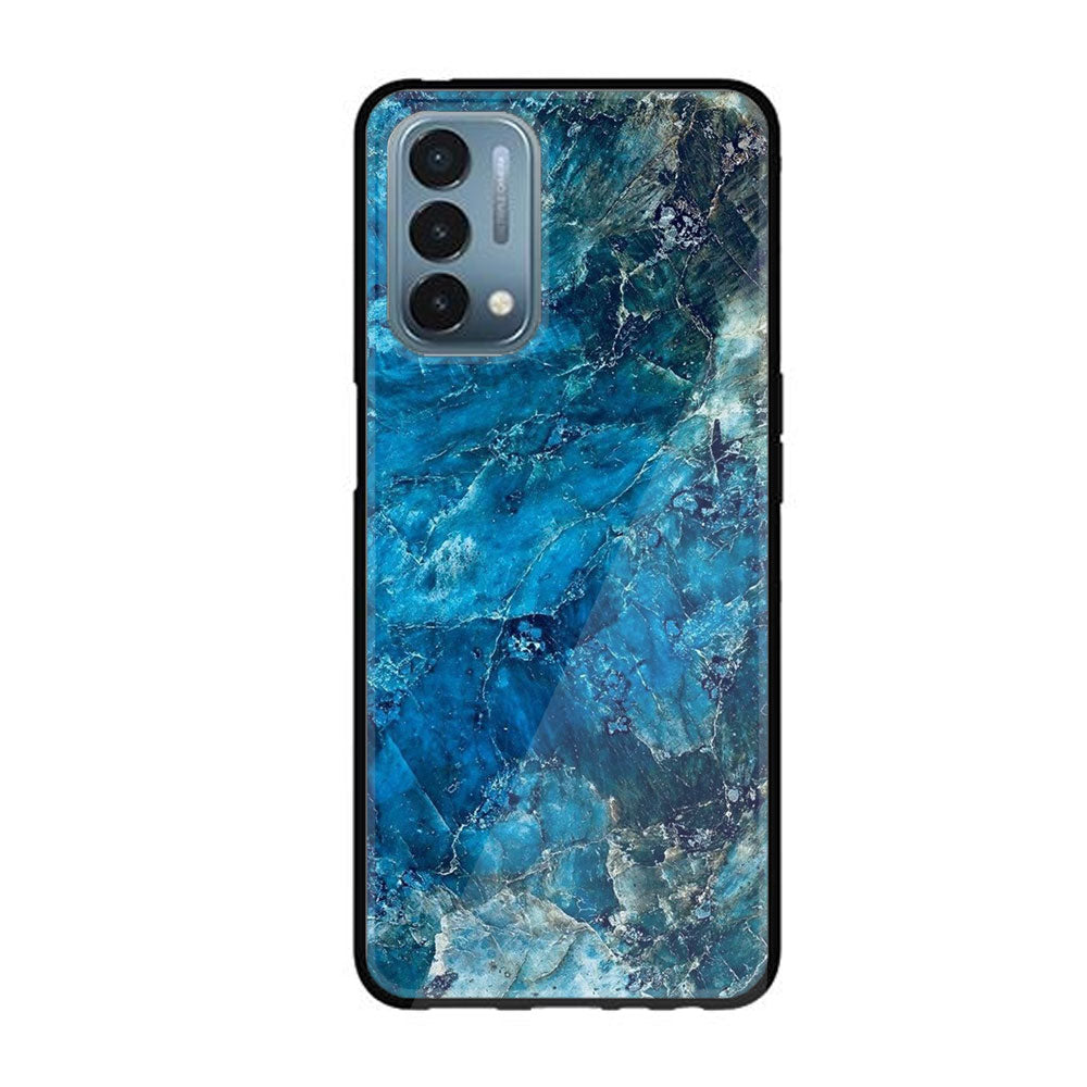 OnePlus Nord N200 5G - Blue Marble Series - Premium Printed Glass soft Bumper shock Proof Case