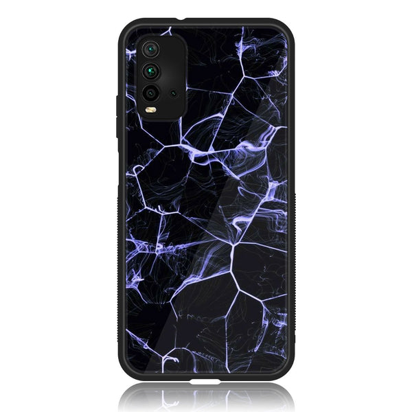 Xiaomi Redmi 9T - Black Marble Design 10 - Premium Printed Glass soft Bumper shock Proof Case CS-18103