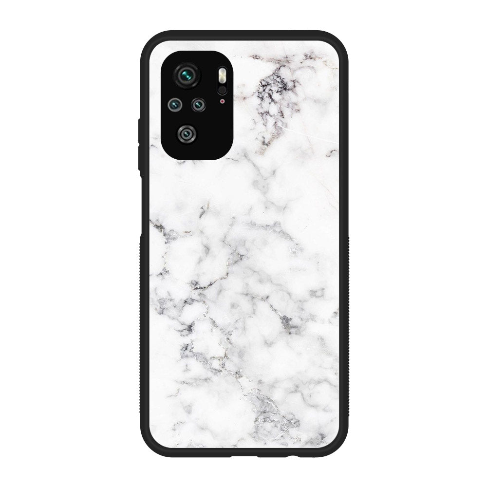 Xiaomi Redmi Note 10S - White Marble Series - Premium Printed Glass soft Bumper shock Proof Case