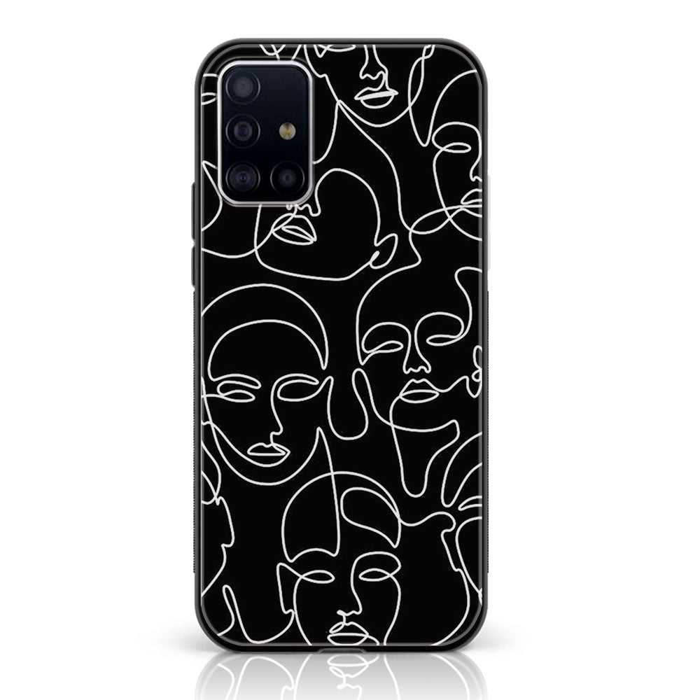Samsung Galaxy A51 Girl Line Art Series Premium Printed Glass soft Bumper shock Proof Case