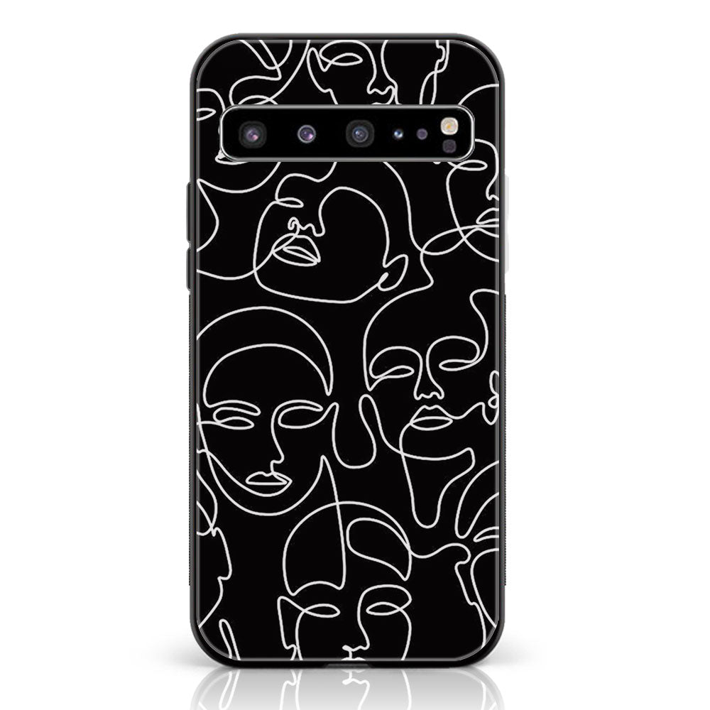 Samsung Galaxy S10 5G - Girl line Art Series - Premium Printed Glass soft Bumper shock Proof Case