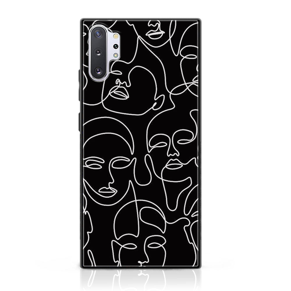 Samsung Galaxy Note 10 Plus - Girl Line Art Series - Premium Printed Glass soft Bumper shock Proof Case