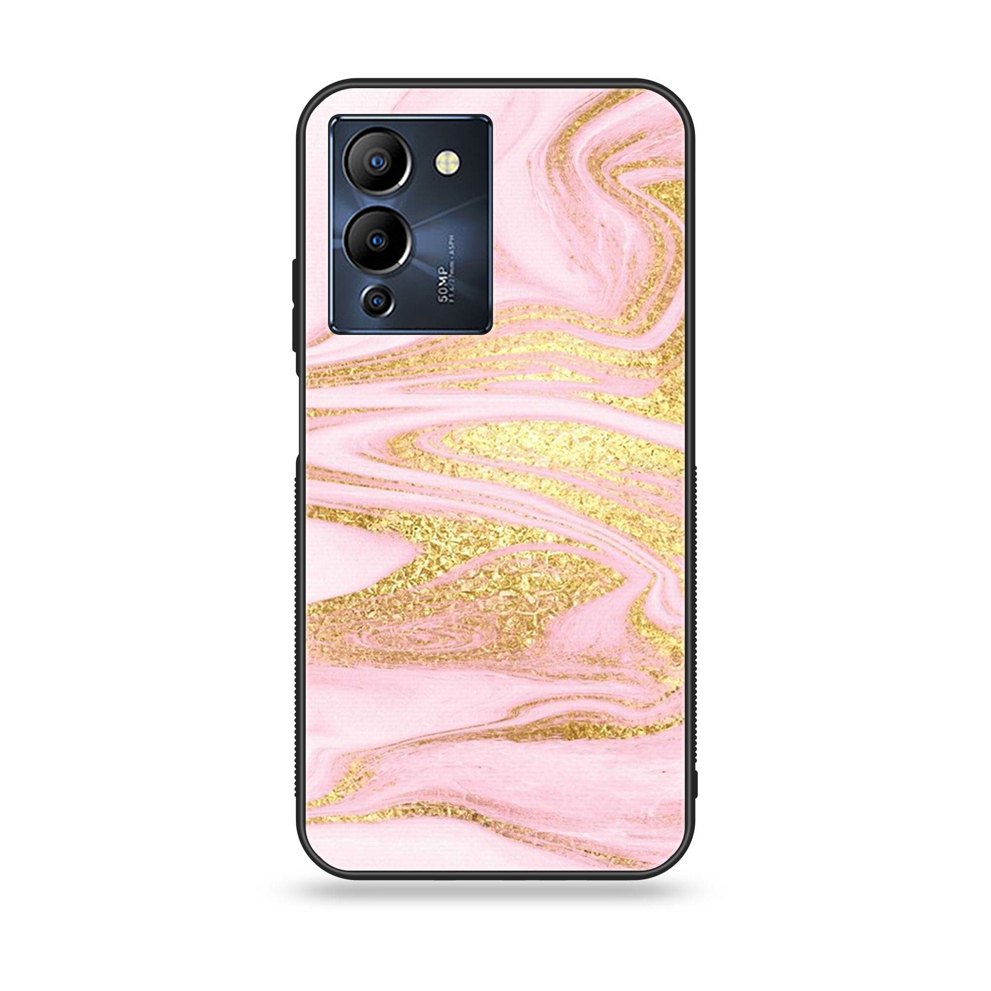 Infinix Note 12 G96 Pink Marble Series Premium Printed Glass soft Bumper shock Proof Case