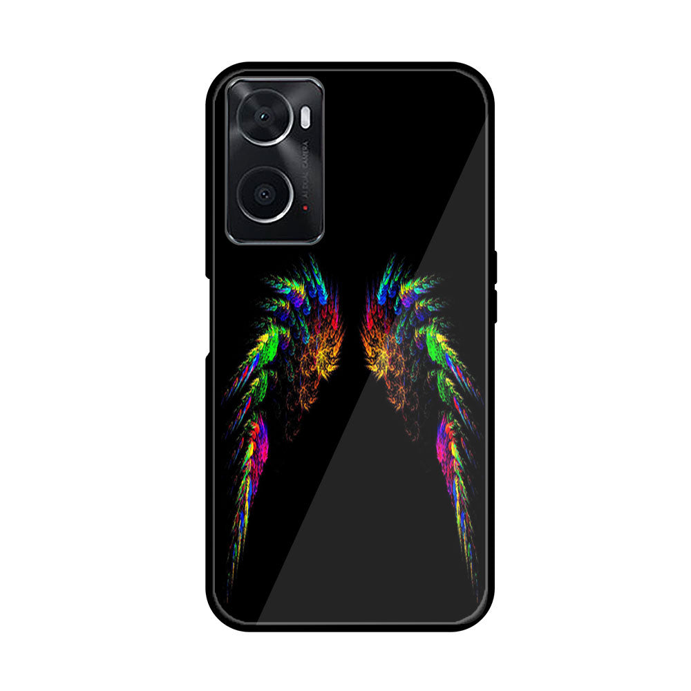 oppo A96 Angel Wings Series  Premium Printed Glass soft Bumper shock Proof Case