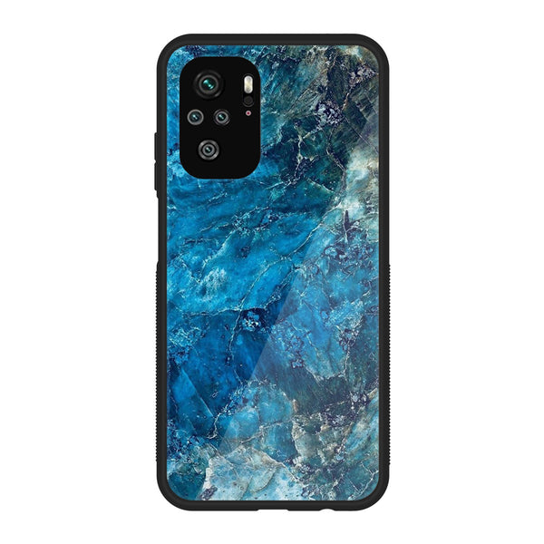 redmi note 10/10s - Blue Marble Design 10 - Premium Printed Glass soft Bumper shock Proof Case CS-22816