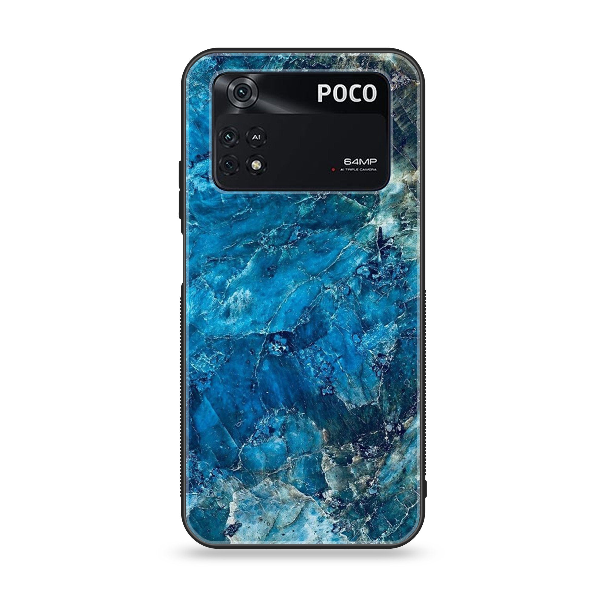 Xiaomi Poco M4 Pro 4G- Blue Marble Series - Premium Printed Glass soft Bumper shock Proof Case