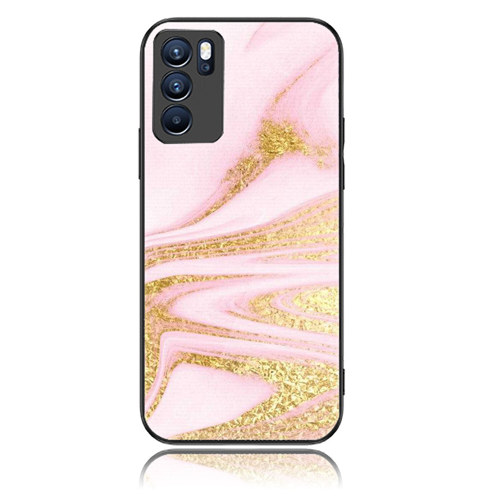 Oppo Reno 6 Pro - Pink Marble Series - Premium Printed Glass soft Bumper shock Proof Case