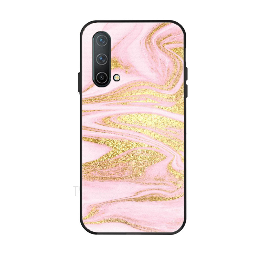 OnePlus Nord CE 5G - Pink Marble Series - Premium Printed Glass soft Bumper shock Proof Case