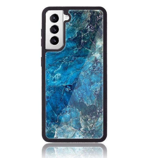 Galaxy S21 Plus - Blue Marble  Design 10  - Premium Metal  Printed soft Bumper shock Proof Case  CS-28987