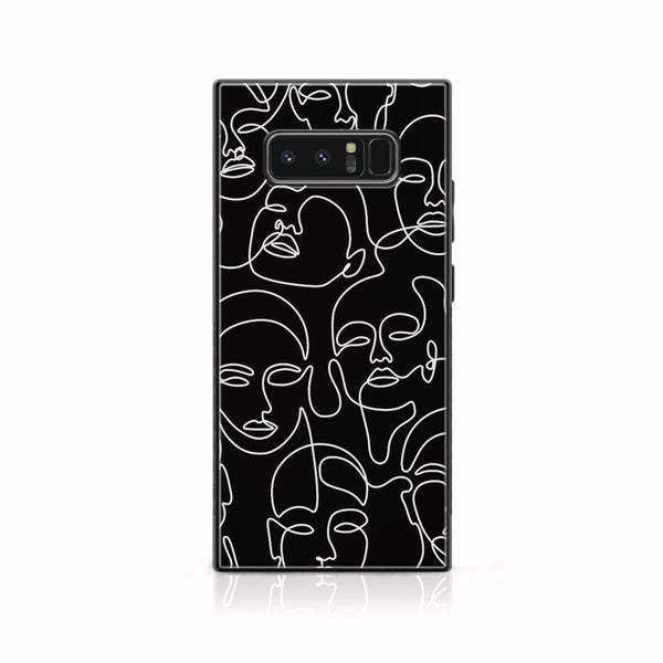 Galaxy Note 8 Girl line Art Design 10 Premium Printed Glass soft Bumper shock Proof Case CS-9499