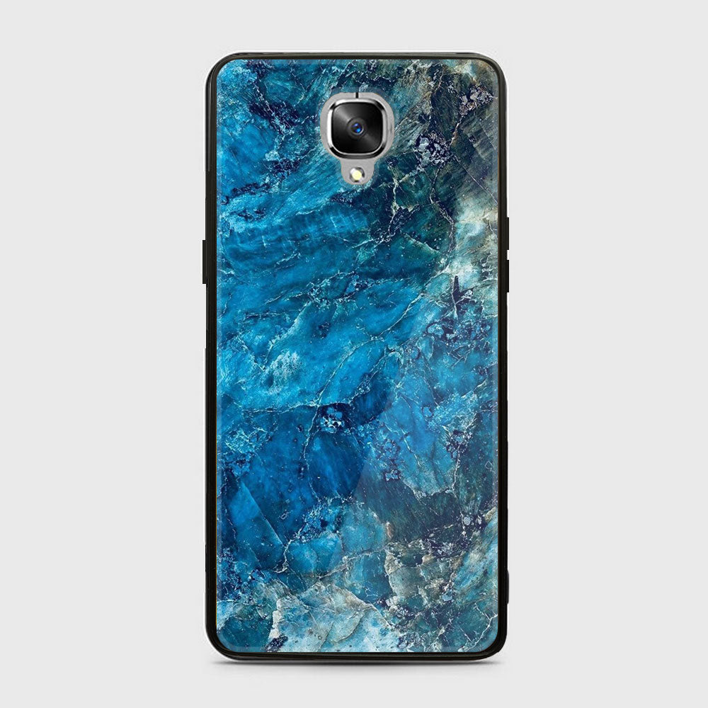 OnePlus 3/3T- Blue  Marble Series - Premium Printed Glass soft Bumper shock Proof Case