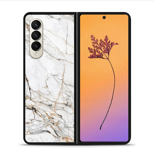 Samsung Galaxy Z Fold 4 - White Marble Design 6- Premium Metal Printed soft Bumper shock Proof Case  CS-34979