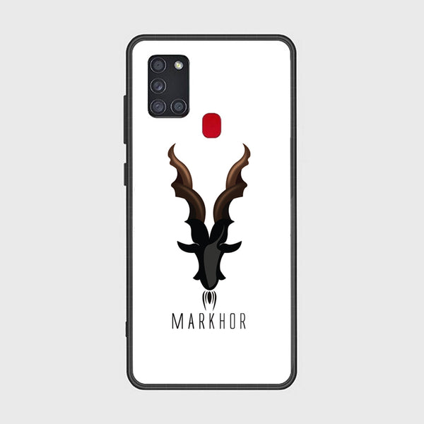 Samsung Galaxy A21s - Markhor Design 2 - Premium Printed Glass soft Bumper shock Proof Case CS-17431