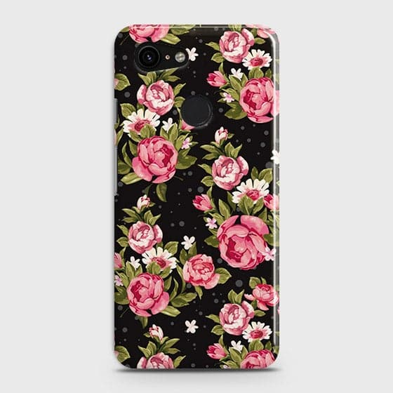 Google Pixel 3 -Trendy Pink Rose Vintage Flowers Printed Hard Case with Life Time Colors Guarantee