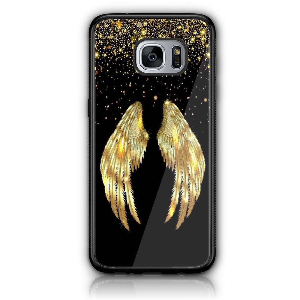 Samsung Galaxy S7 Edge - Angel Wings Series - Premium Printed Glass soft Bumper shock Proof Case