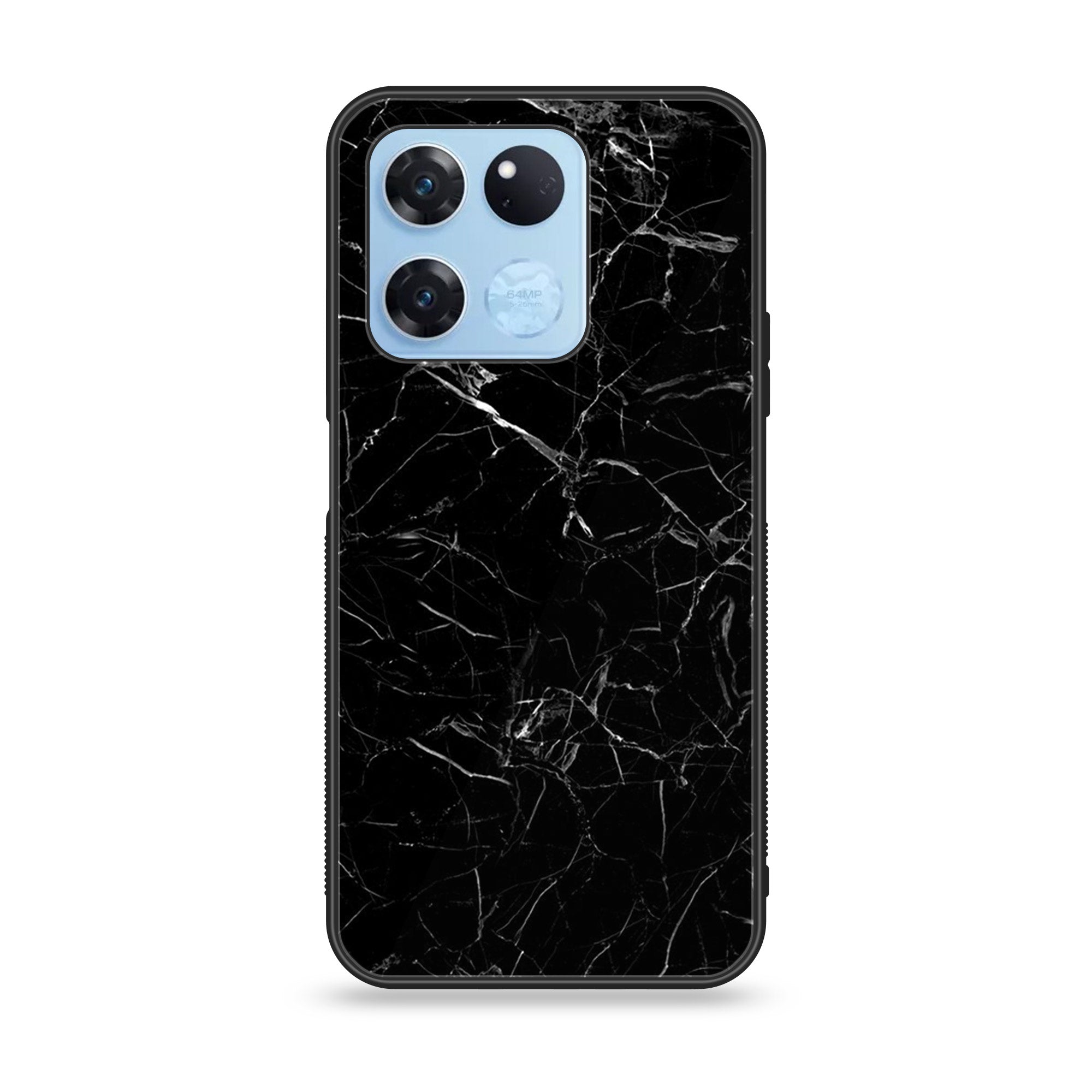 OnePlus Ace Racing - Black Marble Series - Premium Printed Glass soft Bumper shock Proof Case