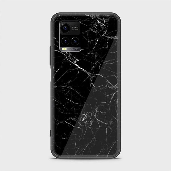 Vivo Y21 4G/ Y33s/ Y21s/ Y21A/ Y21T/Y33T- Black Marble Design 1 - Premium Metal Printed soft Bumper shock Proof Case