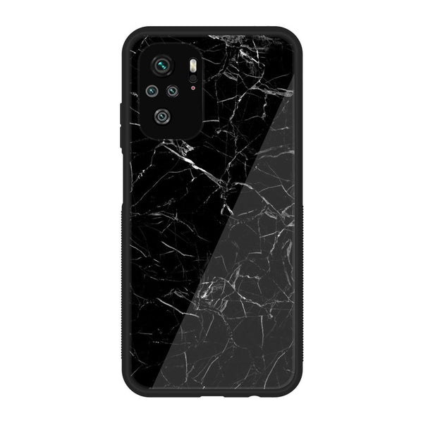 Xiaomi Redmi Note 10/ Note 10s -  Black Marble Design 1  - Premium Printed Glass soft Bumper shock Proof Case  CS-25186