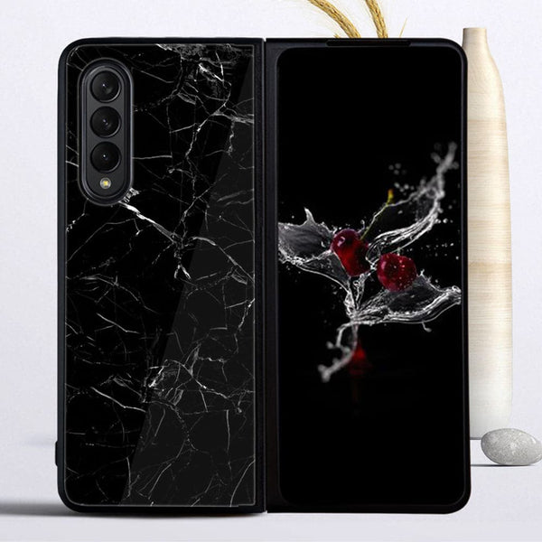 Galaxy Z Fold 3- Black Marble Design 1 - Premium Metal Printed soft Bumper shock Proof Case CS-9510 CS-29679