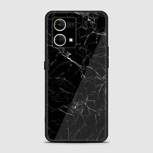 Oppo Reno 7/ F21 Pro 4G- Black Marble  Design 1 Premium Printed Glass soft Bumper shock Proof Case   CS-38552