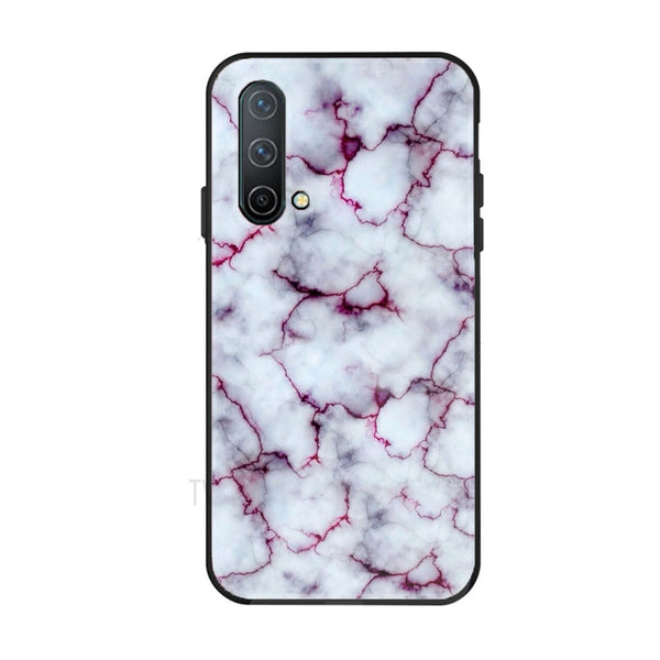 OnePlus Nord CE 5G - White  Marble  Series - Premium Printed Glass soft Bumper shock Proof Case