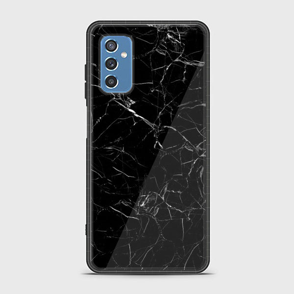 Samsung Galaxy M52 5G - Black Marble Series - Premium Printed Glass soft Bumper shock Proof Case