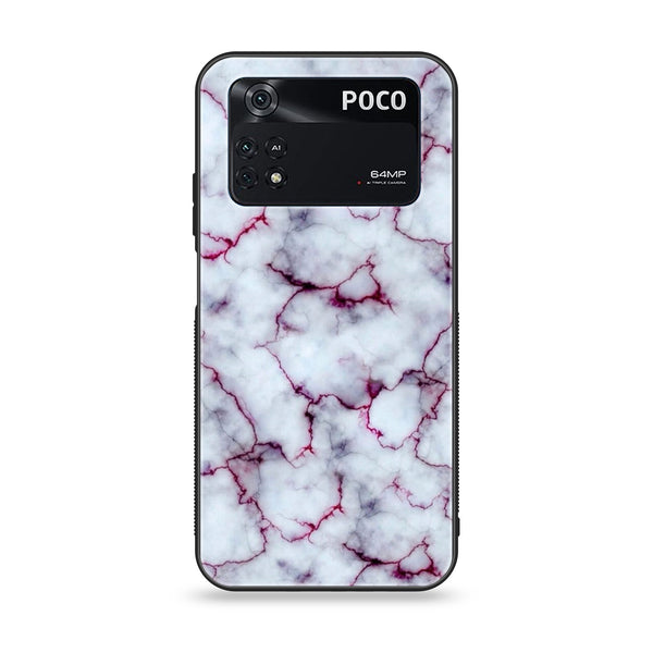 Xiaomi Poco M4 Pro 4G- White Marble Series - Premium Printed Glass soft Bumper shock Proof Case