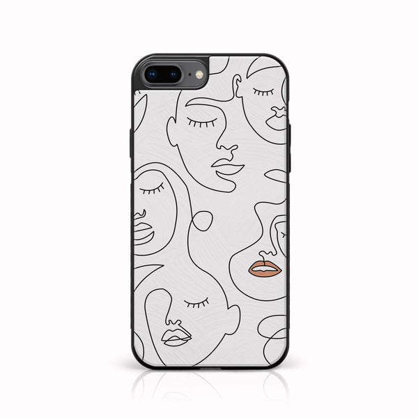 iPhone 7Plus  - Girl Line Art Series - Premium Printed Glass soft Bumper shock Proof Case