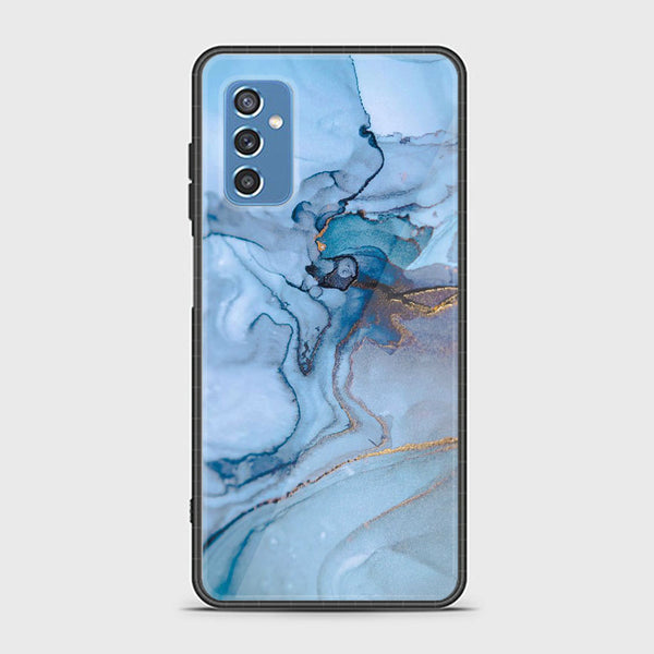 Samsung Galaxy M52 5G - Blue Marble Design 1- Premium Printed Glass soft Bumper shock Proof Case CS-18004