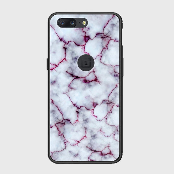 OnePlus 5 -White Marble Series - Premium Printed Glass soft Bumper shock Proof Case