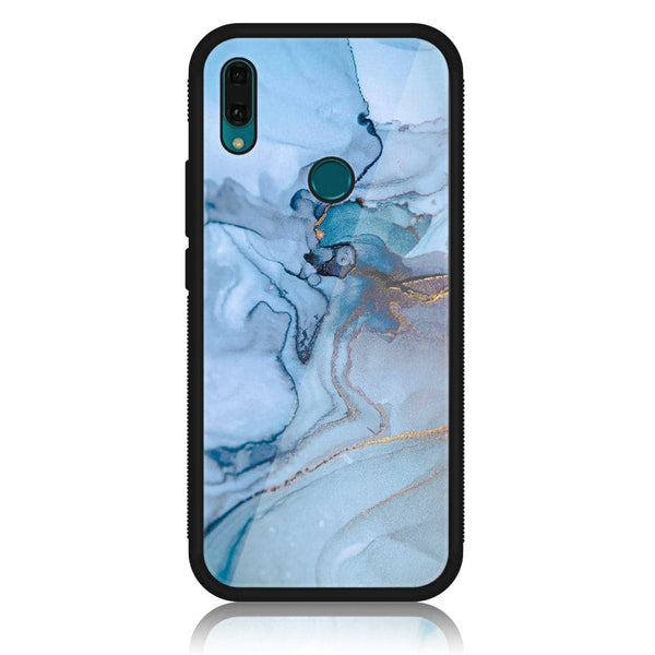 Huawei Y9 2019 - Blue Marble Design 1  - Premium Printed Glass soft Bumper shock Proof Case  CS-25079