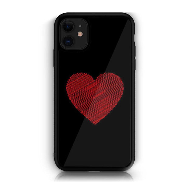 iPhone 11 Heart Series  Premium Printed Glass soft Bumper shock Proof Case