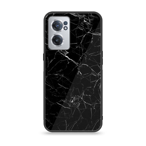 OnePlus Nord CE 2 5G - Black Marble Series - Premium Printed Glass soft Bumper shock Proof Case