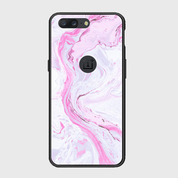 OnePlus 5 -Pink Marble Series - Premium Printed Glass soft Bumper shock Proof Case