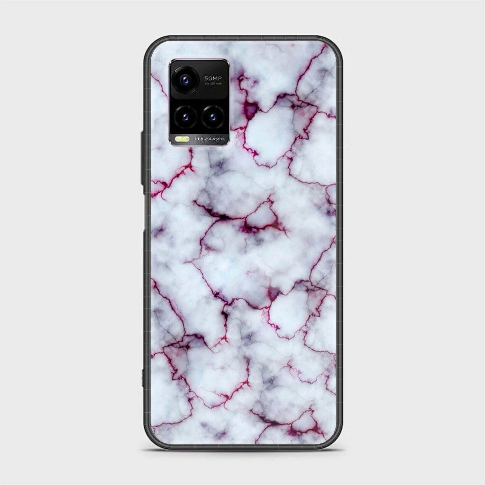 Vivo Y21 White Marble Series Premium Printed Glass soft Bumper shock Proof Case