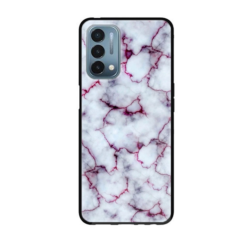 OnePlus Nord N200 5G - White Marble Series - Premium Printed Glass soft Bumper shock Proof Case