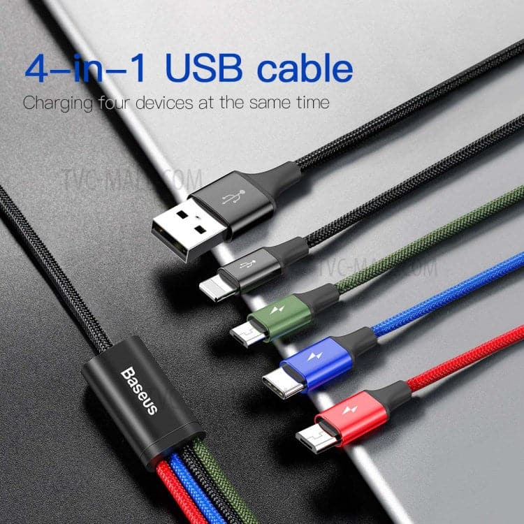 Baseus 4 in 1 Fast Charging Cable Micro Type-C &  Lightning