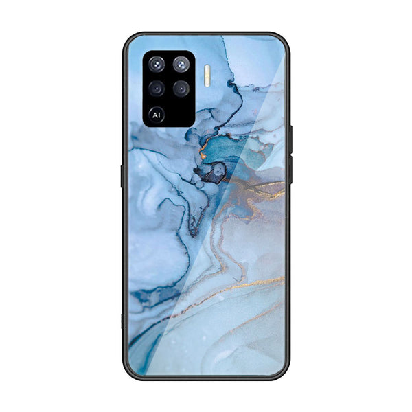 Oppo F19 Pro - Blue Marble Series - Premium Printed Glass soft Bumper shock Proof Case