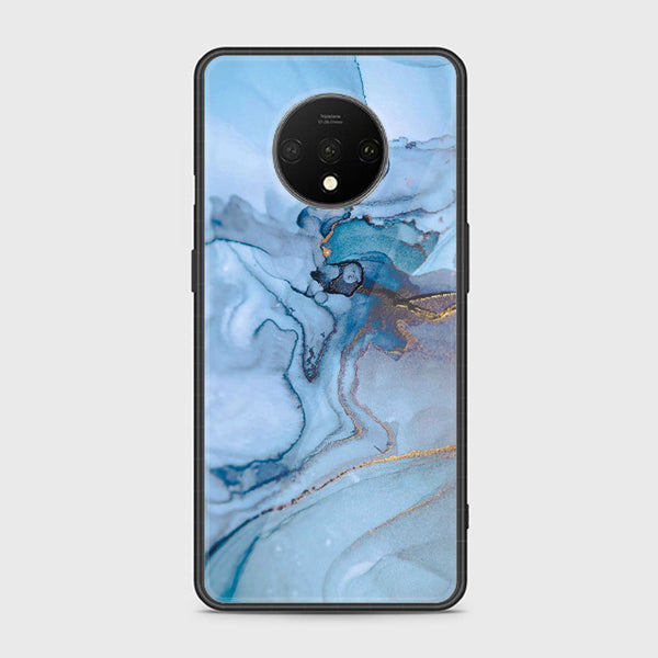 OnePlus 7T - Blue Marble Design 1- Premium Metal Printed soft Bumper Shock Proof Case CS-10765