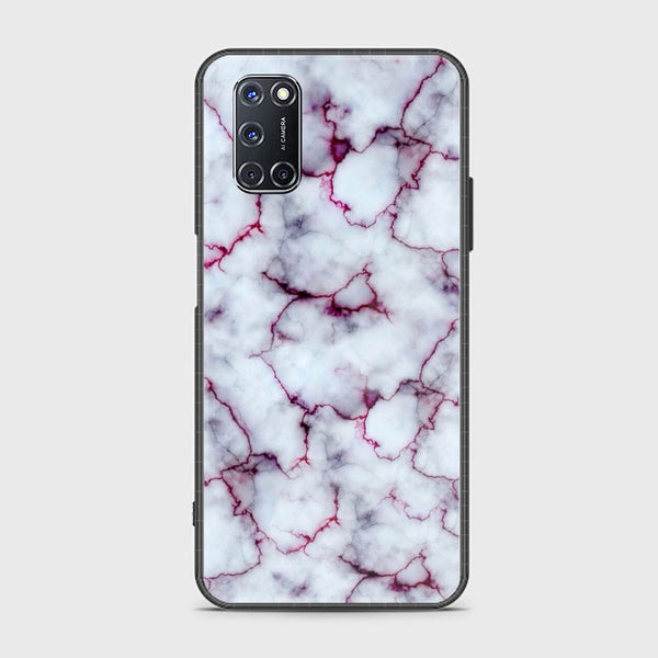 Oppo A52 - White Marble Series - Premium Printed Glass soft Bumper shock Proof Case