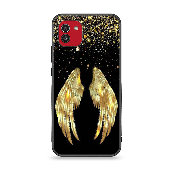 Samsung Galaxy A03 - Angel Wings Series - Premium Printed Glass soft Bumper shock Proof Case