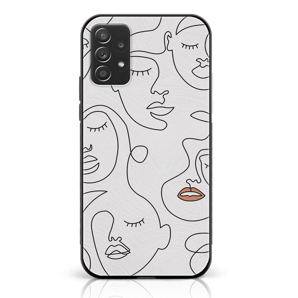 Samsung Galaxy A73 - Girls Line Art Series - Premium Printed Glass soft Bumper shock Proof Case