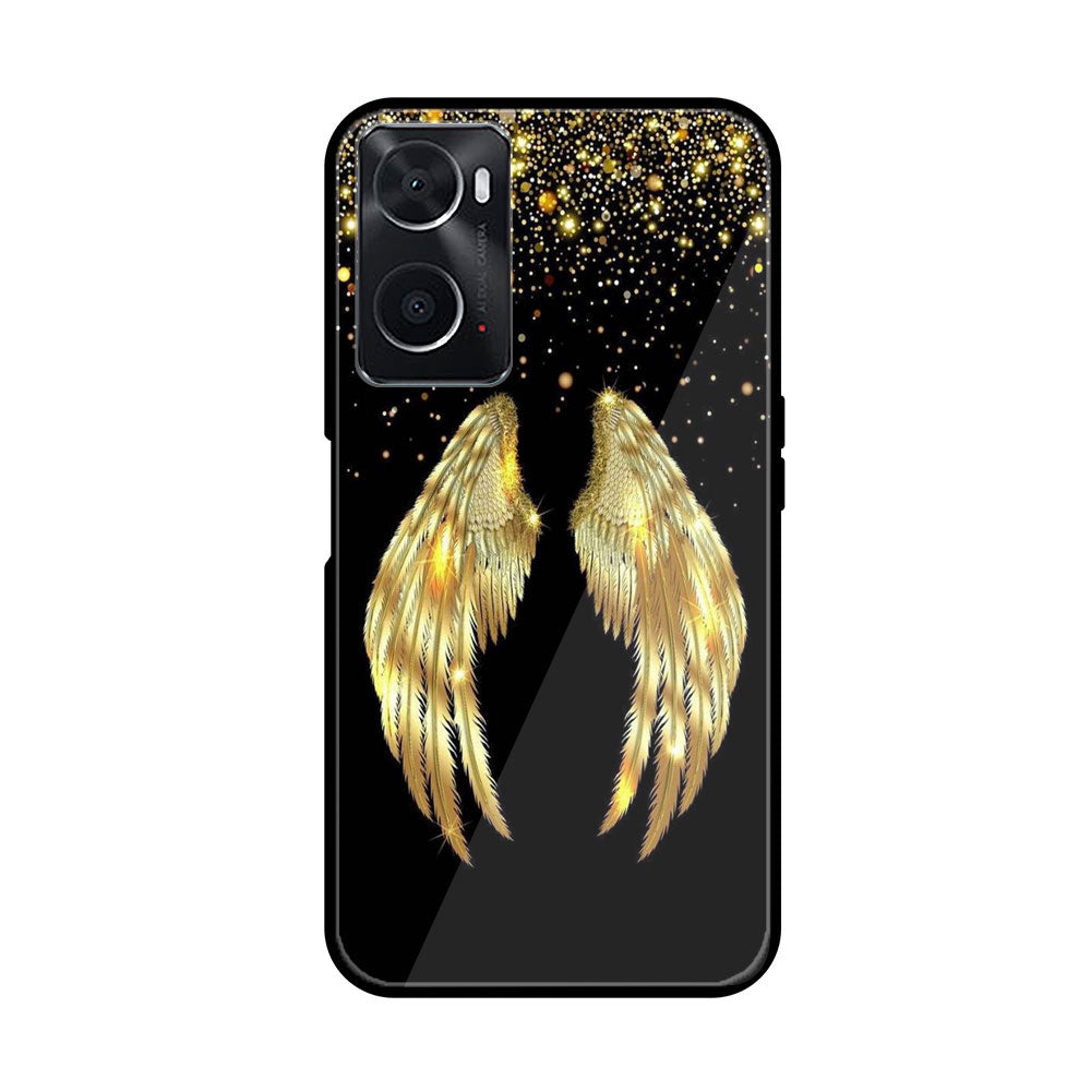 Oppo A36 Angel Wings Series  Premium Printed Glass soft Bumper shock Proof Case