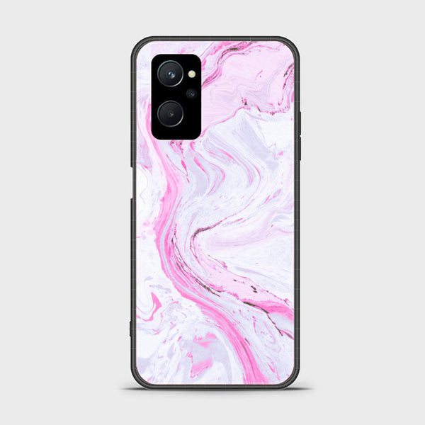 Realme 9i - Pink Marble Series - Premium Printed Glass soft Bumper shock Proof Case