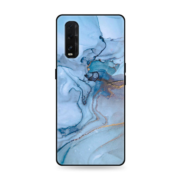 Oppo Find X2 - Blue Marble Design 1 - Premium Metal  Printed soft Bumper shock Proof Case CS-29299