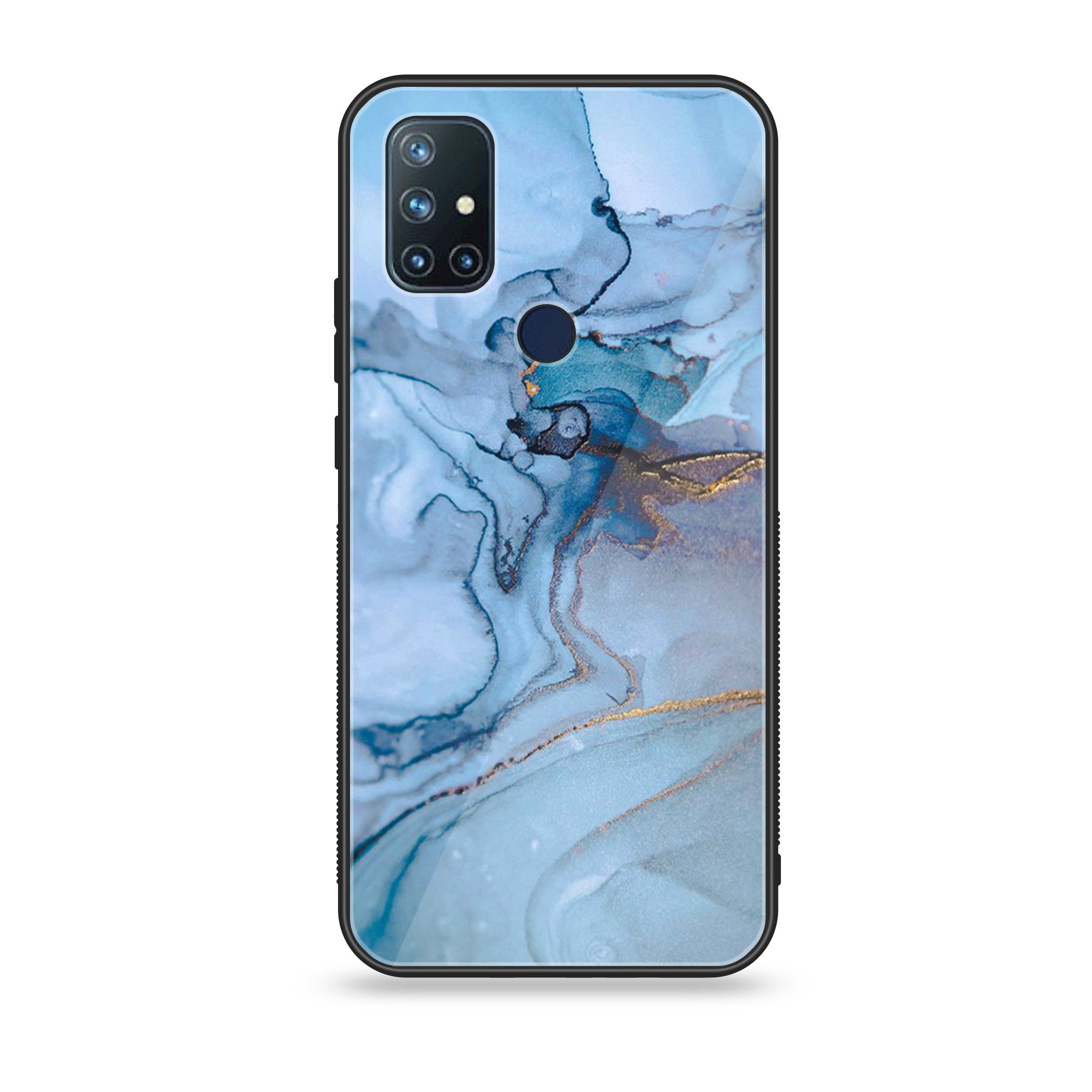 OnePlus Nord N10- Blue Marble Series - Premium Printed Glass soft Bumper shock Proof Case